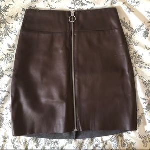 EXPRESS O-Ring Front Zip Vegan Leather Skirt - 0
